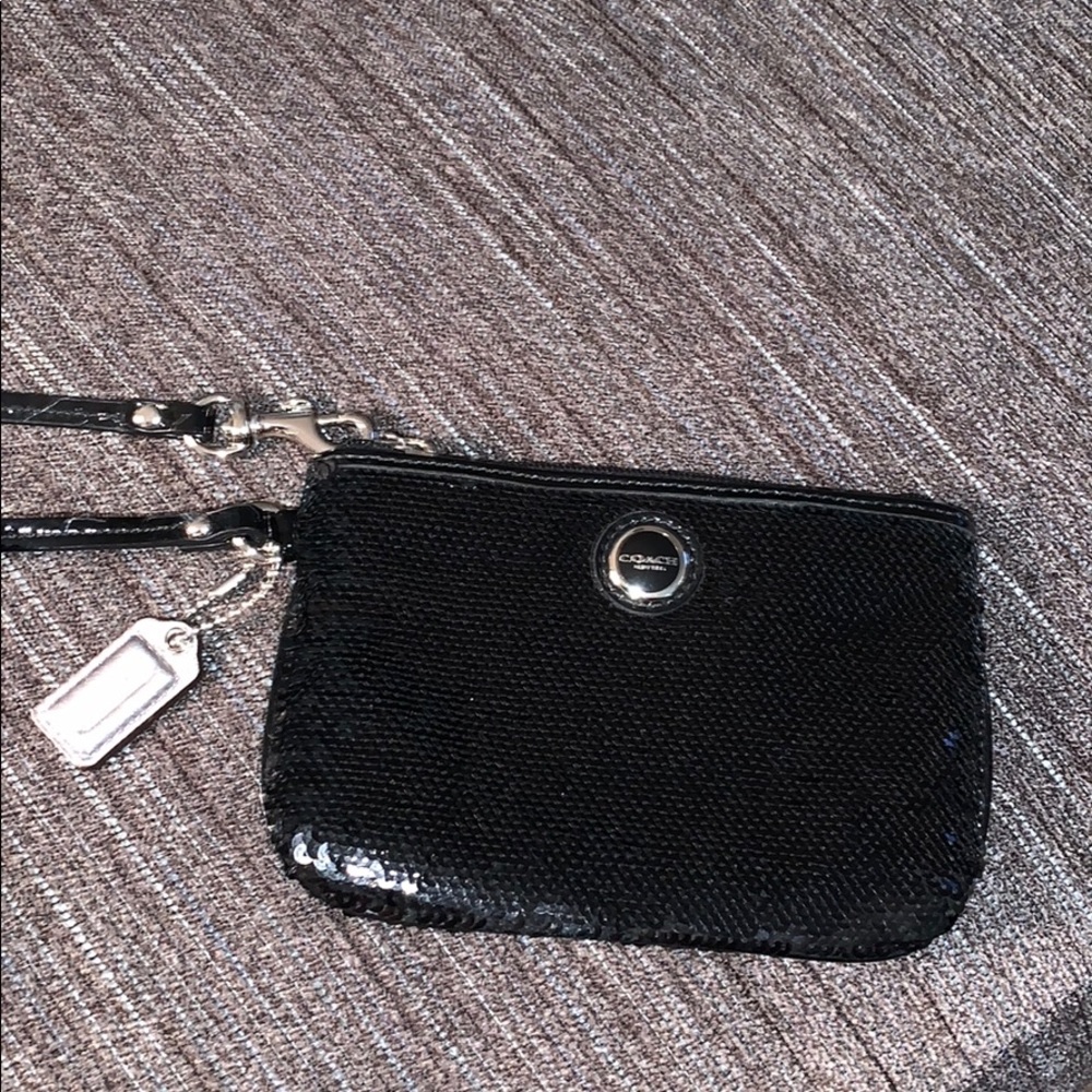 Small Coach sequin wristlet